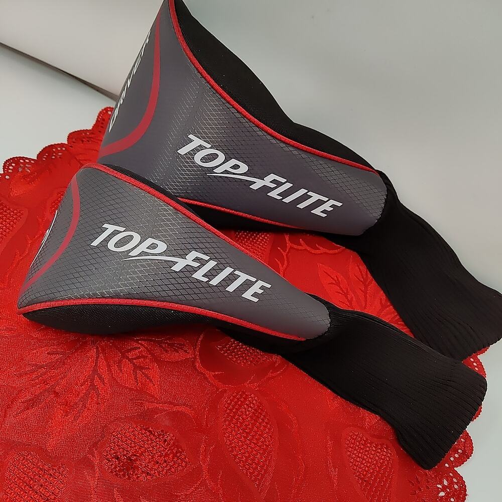 2X Top Flite Replacement Covers Driver Head & 3 Wood Black/Grey/Red Set of 2